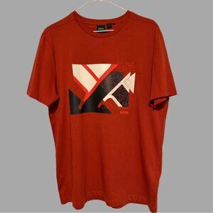 Boss Men's Rust Graphic Tee, Size Large, Slim Fit